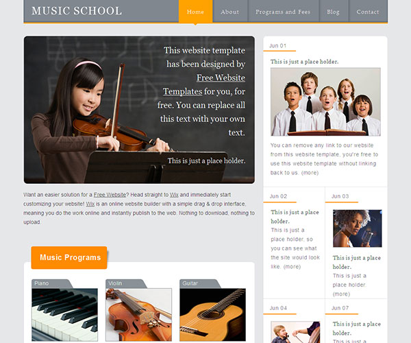 Mẫu thiết kế web giáo dục - Music School