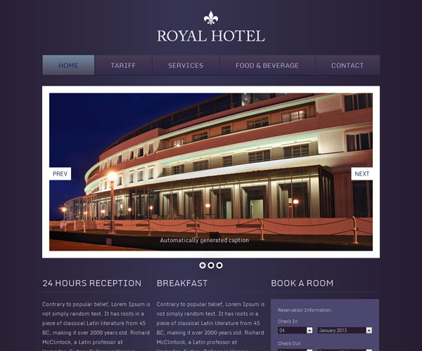 Tải về: Royal Hotel Website Template