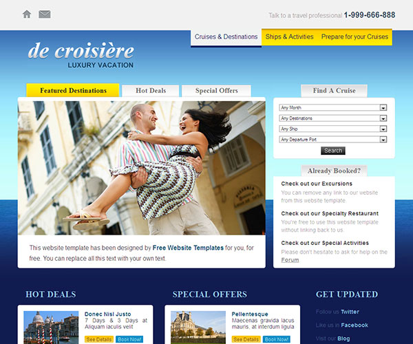Free Cruise Vacation Website Template