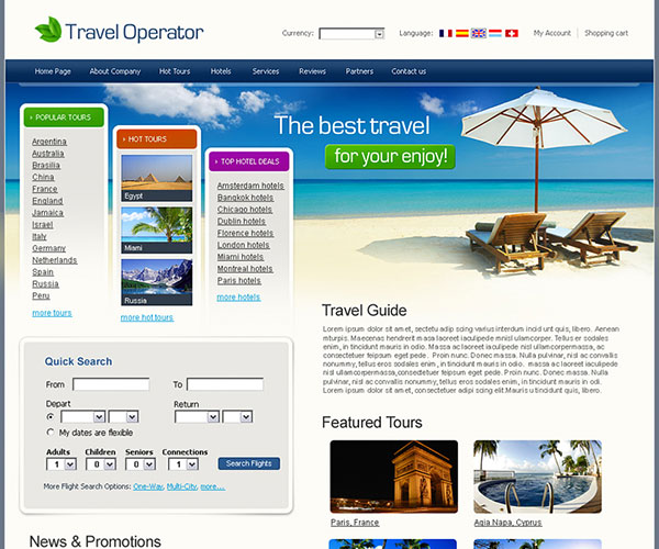 Free Travel Operator Website Template