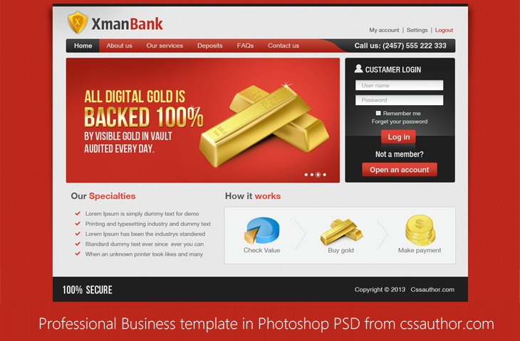 Beautiful Professional Business Template in Photoshop PSD for Free Download cssauthor.com 20 Beautiful Web Design Template PSD for Free Download