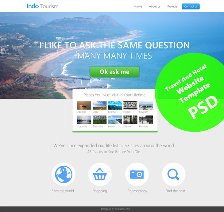 Beautiful Travel and Hotel Website Template PSD for Free Download cssauthor.com 20 Beautiful Web Design Template PSD for Free Download