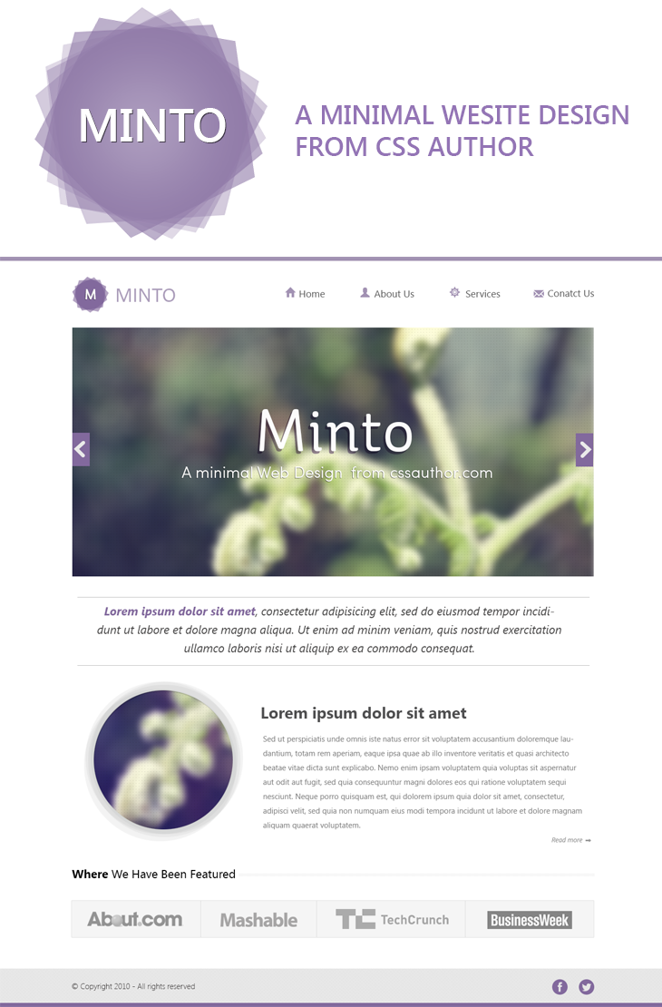 Minto – A Free Minimal Website Design Template PSD cssauthor.com 20 Beautiful Web Design Template PSD for Free Download