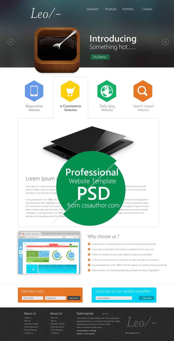 Professional Website Template Design PSD cssauthor.com 20 Beautiful Web Design Template PSD for Free Download