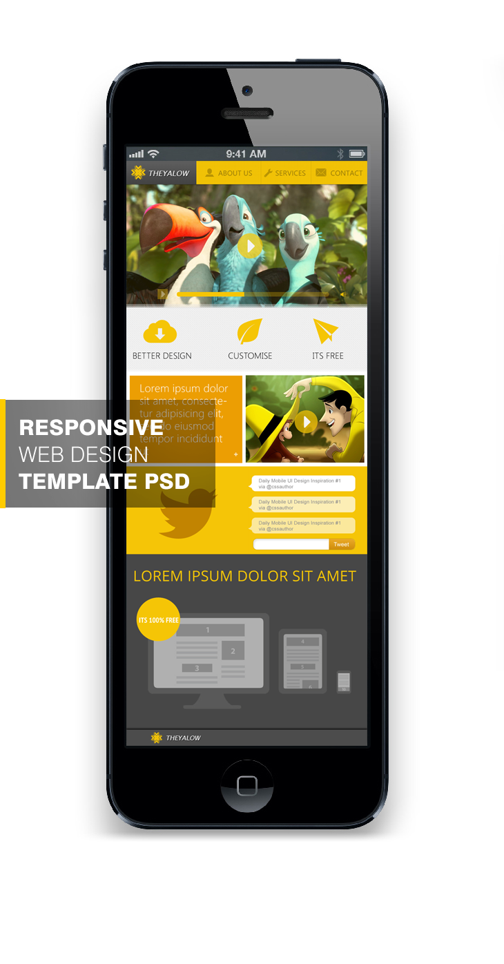 THEYALOW A Responsive Web Design Template PSD for Free Download cssauthor.com 20 Beautiful Web Design Template PSD for Free Download