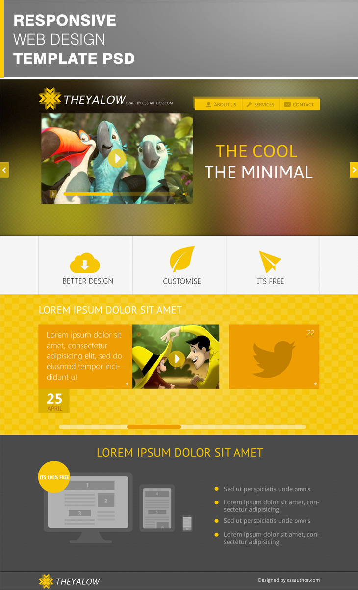 THEYALOW A Responsive Web 20 Beautiful Web Design Template PSD for Free Download