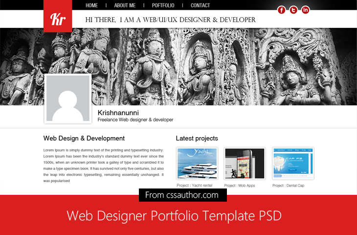 Web Designer Portfolio Template PSD for Free Download cssauthor.com 20 Beautiful Web Design Template PSD for Free Download