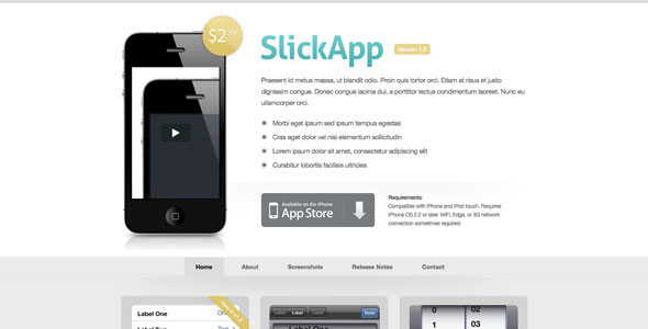 SlickApp - iPhone / Mobile App Website Theme