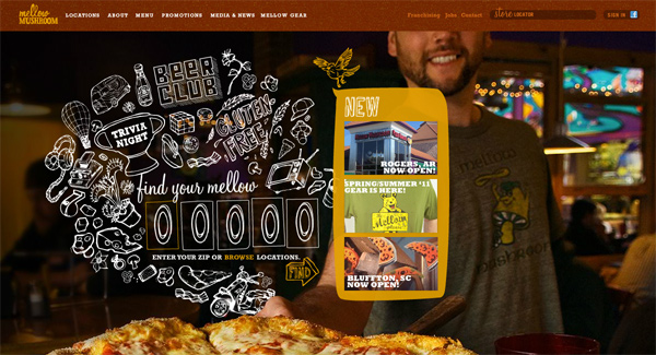 Mellowmushroom.com in 70 Most Creative Cafes' And Restaurants' Web Sites