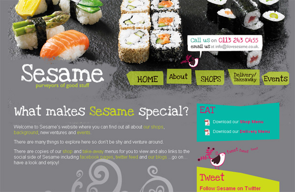 Ilovesesame.co.uk in 70 Most Creative Cafes' And Restaurants' Web Sites