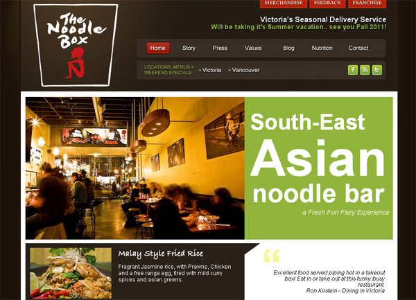 Thenoodlebox.net in 70 Most Creative Cafes' And Restaurants' Web Sites