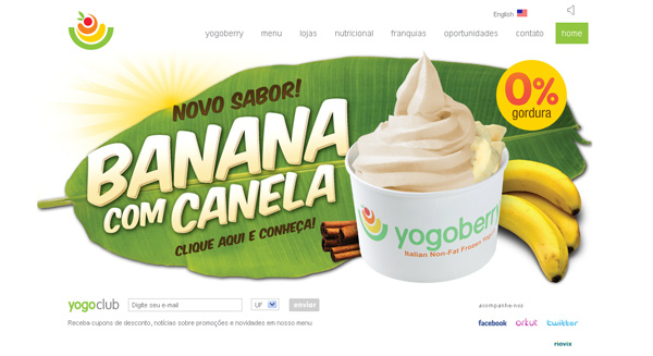 Yogoberry.com.br in 70 Most Creative Cafes' And Restaurants' Web Sites