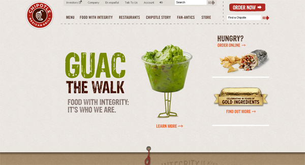 Chipotle.com in 70 Most Creative Cafes' And Restaurants' Web Sites