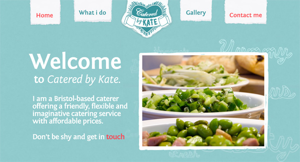 Cateredbykate.co.uk in 70 Most Creative Cafes' And Restaurants' Web Sites