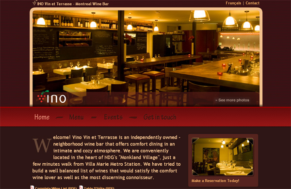 Vinomontreal.com in 70 Most Creative Cafes' And Restaurants' Web Sites