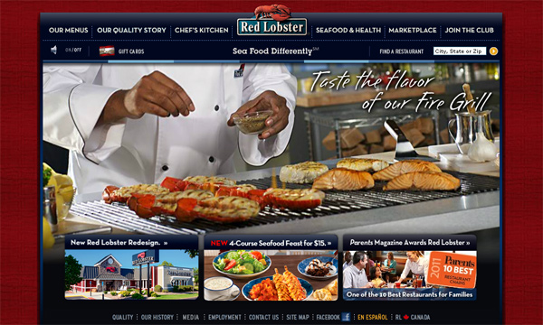 Redlobster.com in 70 Most Creative Cafes' And Restaurants' Web Sites