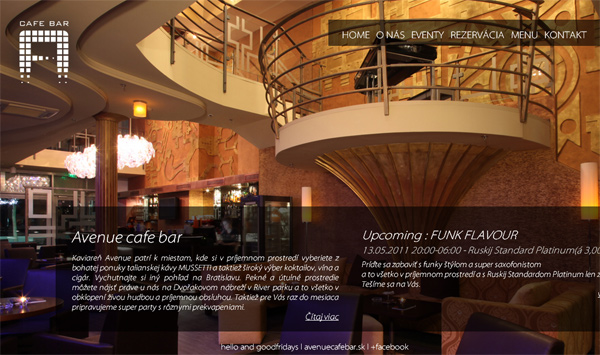 Avenuecafe.sk in 70 Most Creative Cafes' And Restaurants' Web Sites