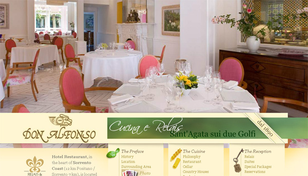 Donalfonso.com in 70 Most Creative Cafes' And Restaurants' Web Sites