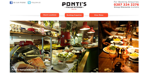 Pontisgroupbookings.co.uk in 70 Most Creative Cafes' And Restaurants' Web Sites