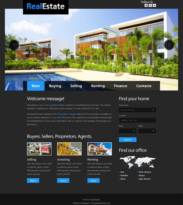 free real estate web template