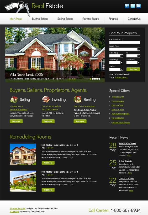 free real estate web template