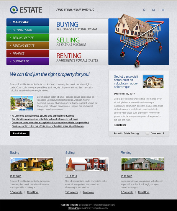 free real estate web template