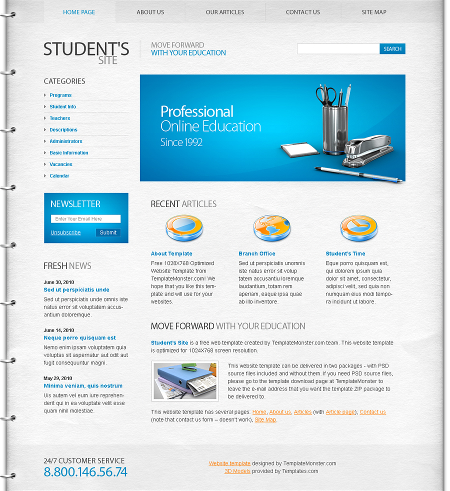 Free Education Website Template