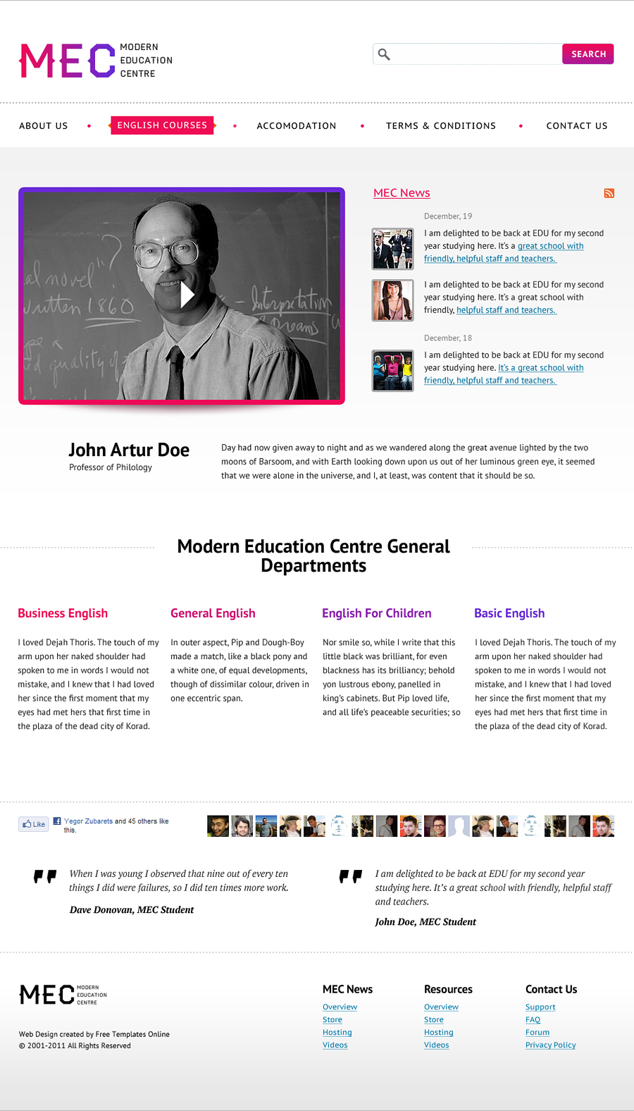 Free Education Centre Website Template