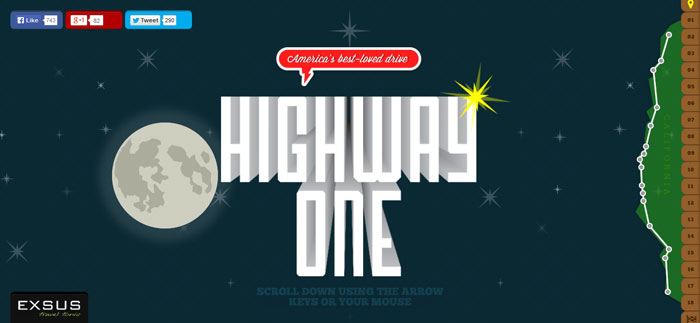 Highway One Road Trip scroll based site design