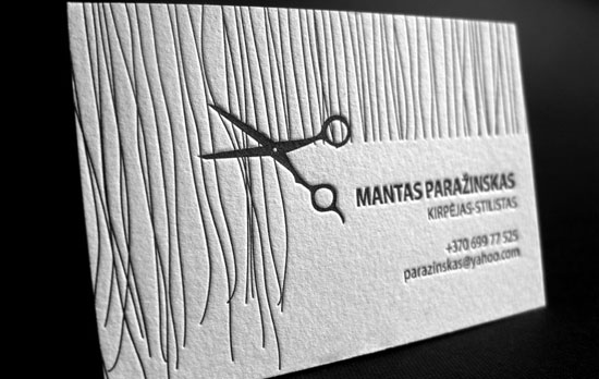 Letterpress Business Card for Hair Stylist Business Card