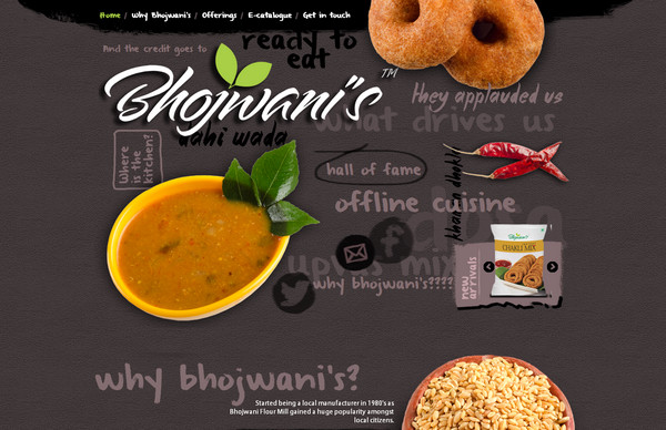 bhojwani foodsthiet ke web typography