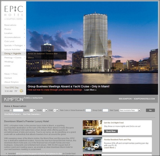 Epic Hotel thiet ke website khach san