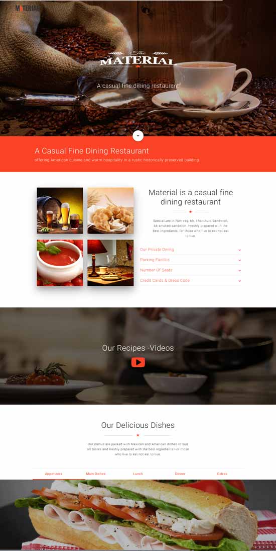 material responsive restaurant thiet ke web nha hang