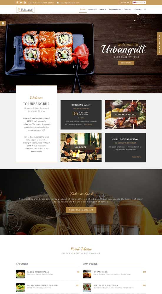 urbanrgill html5 restaurant template thiet ke web nha hang