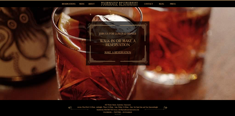 Website wordpress nhà hàng Pourhouse Retaurant
