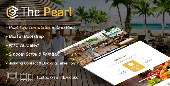 Tìm hiểu mẫu thiết kế website khách sạn HTML Pearl 2