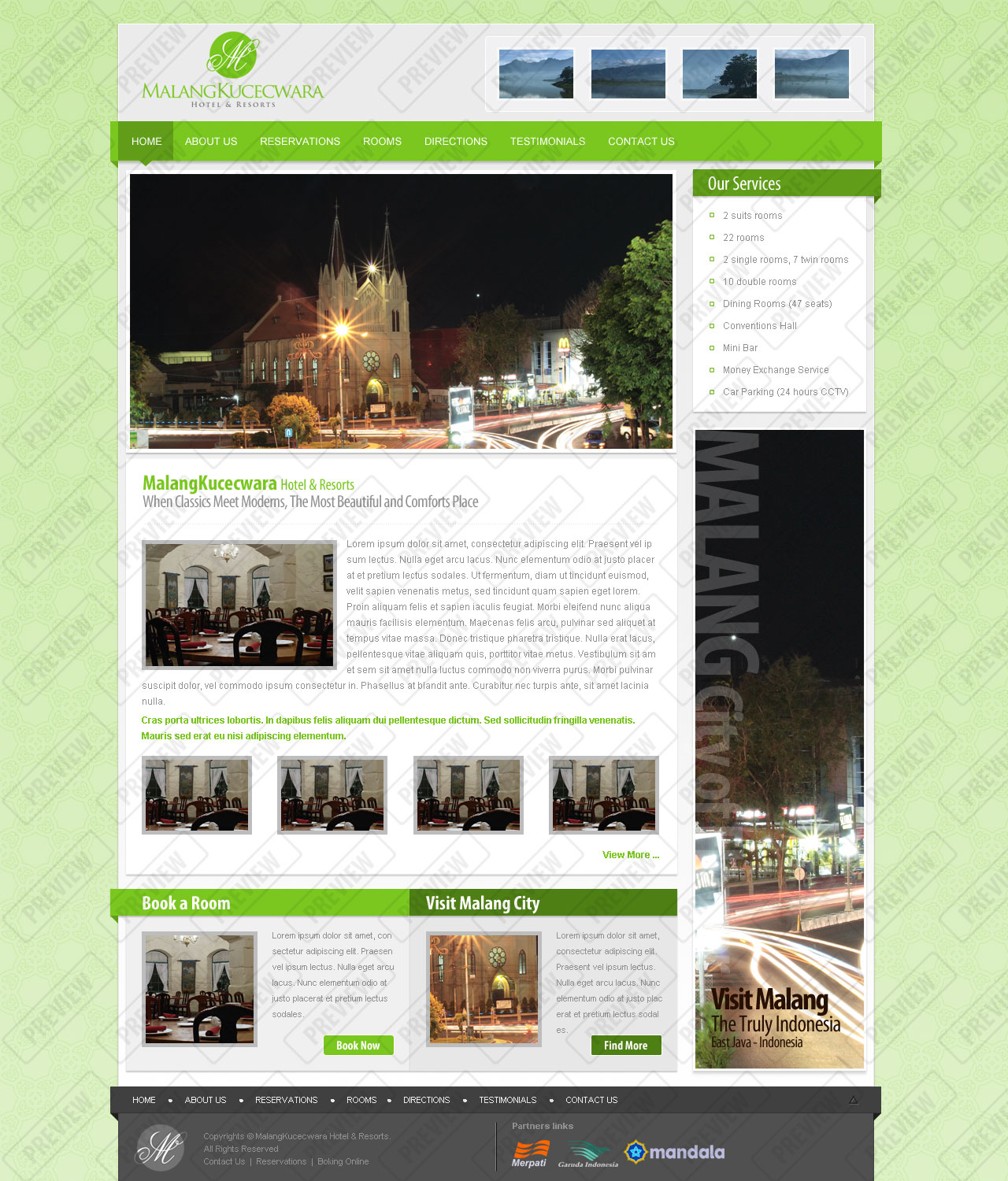 Tìm hiểu mẫu thiết kế website khách sạn PSD Malang Kucecwara 2