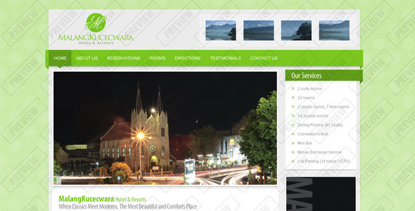 Tìm hiểu mẫu thiết kế website khách sạn PSD Malang Kucecwara