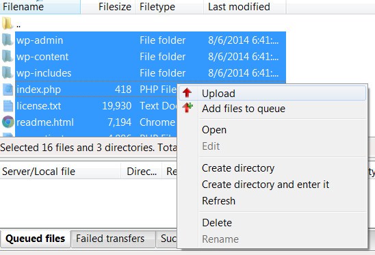 Upload wordpress lên hosting bằng FileZilla