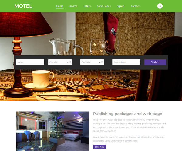 Giao diện web khách sạn Motel