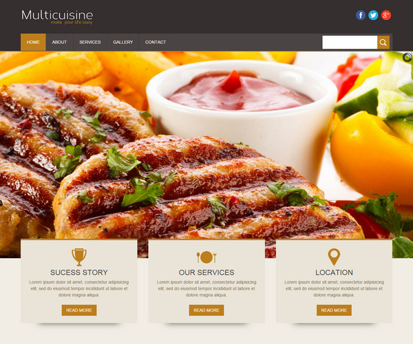 Giao diện web nhà hàng Multicuisine