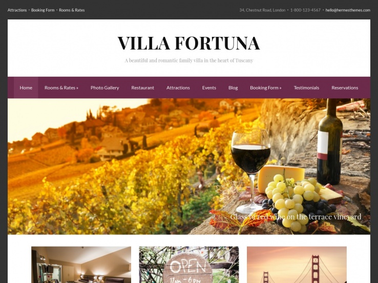 Giao diện web khách sạn Fortuna