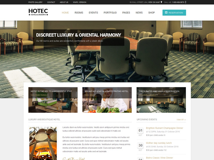 Giao diện web khách sạn Hotec