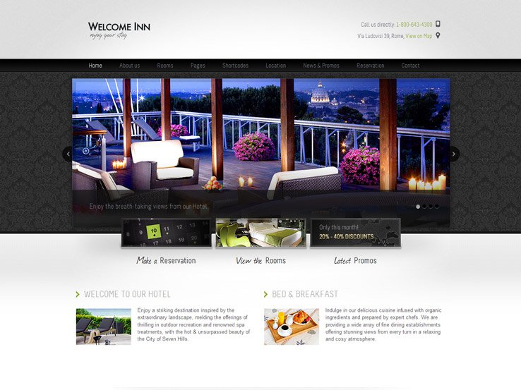 Giao diện web khách sạn Welcome Inn