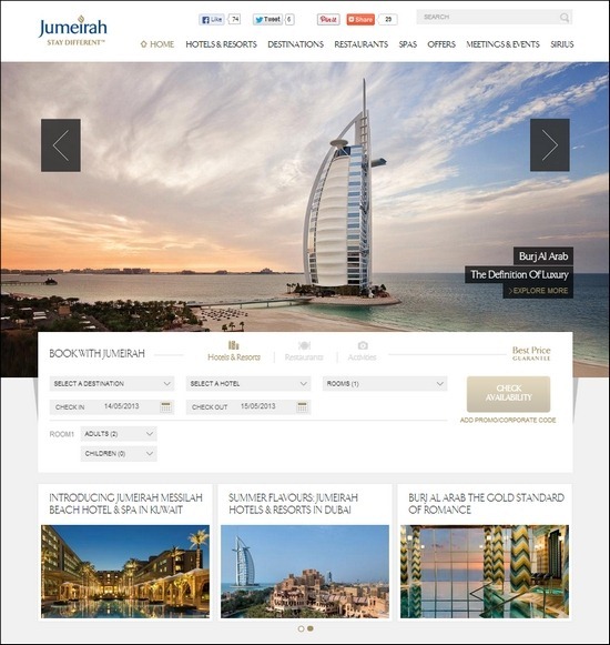 Trang web khách sạn jumeirah