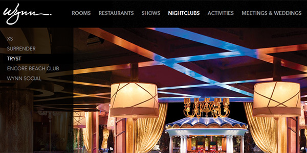 website của khách sạn Wynn Las Vegas