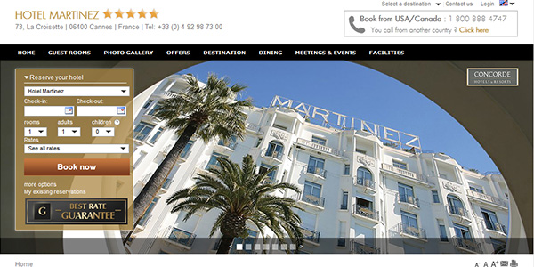 website của khách sạn Hotel Martinez