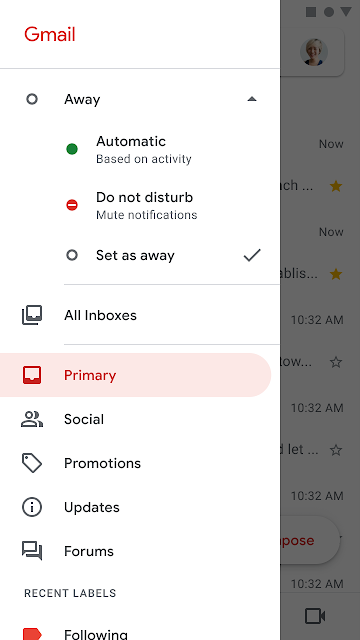 Đặt trạng thái của bạn là không có trên ứng dụng Gmail dành cho thiết bị di động