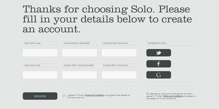 the inspirationally designed Signup Form f-rom Solo