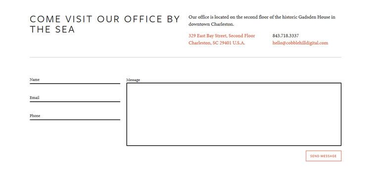 the original design Minimal Contact Form f-rom Cobble Hill